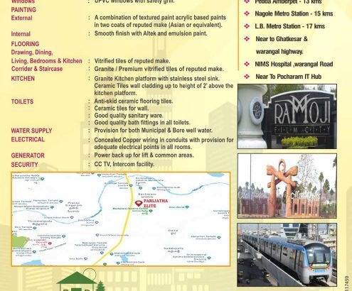 1,2,3 BHK flats for sale  near Bogaram,  Taramathi pet,  Hyderabad, Telangana.