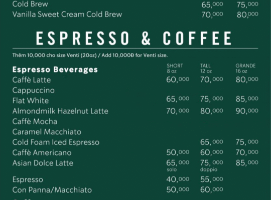 Starbucks Coffee Rate